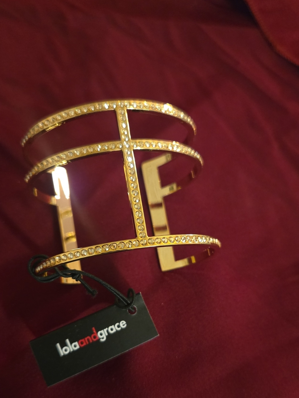 Gold Crystal Cage Cuff Bracelet